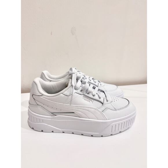 PUMA Karmen II Idol Chunky Leather Low Top Sneakers Shoes White Women's Size 9 - Picture 3 of 5